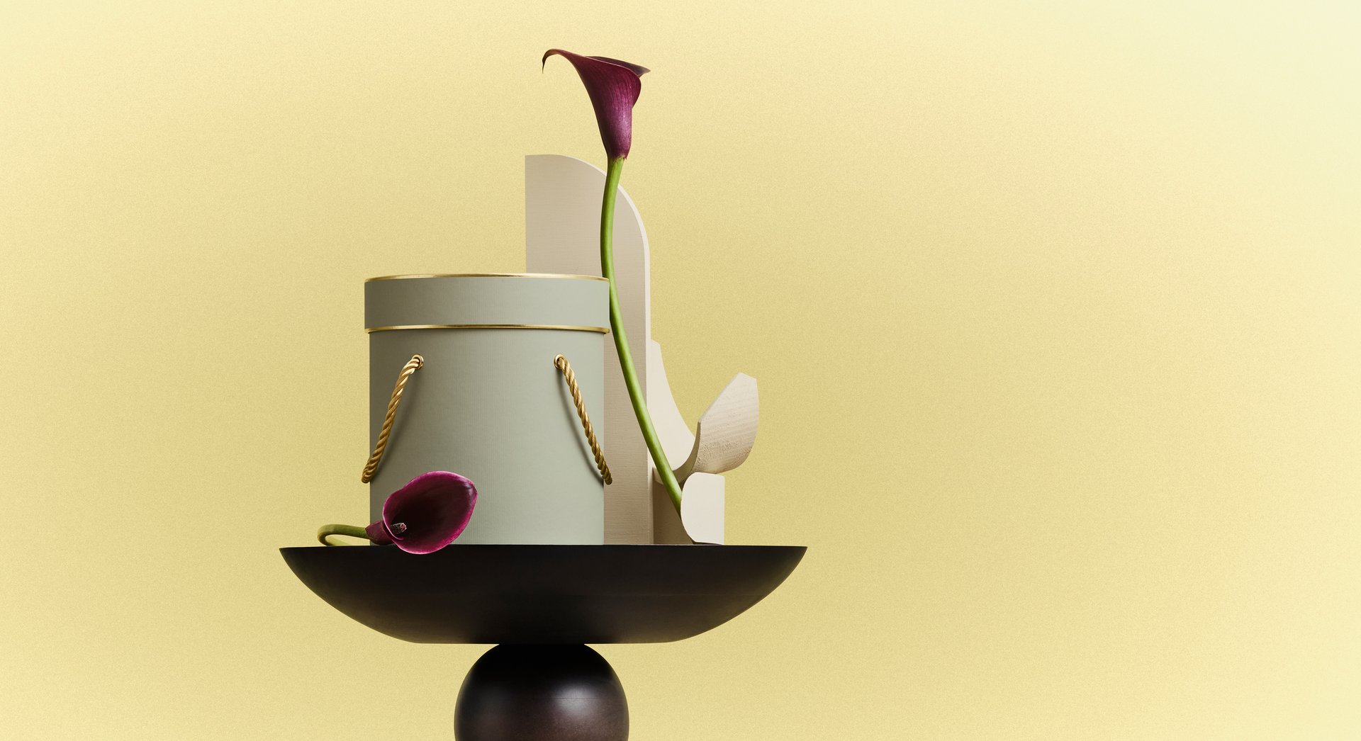 Penhaligons circular gift box and purple lillies