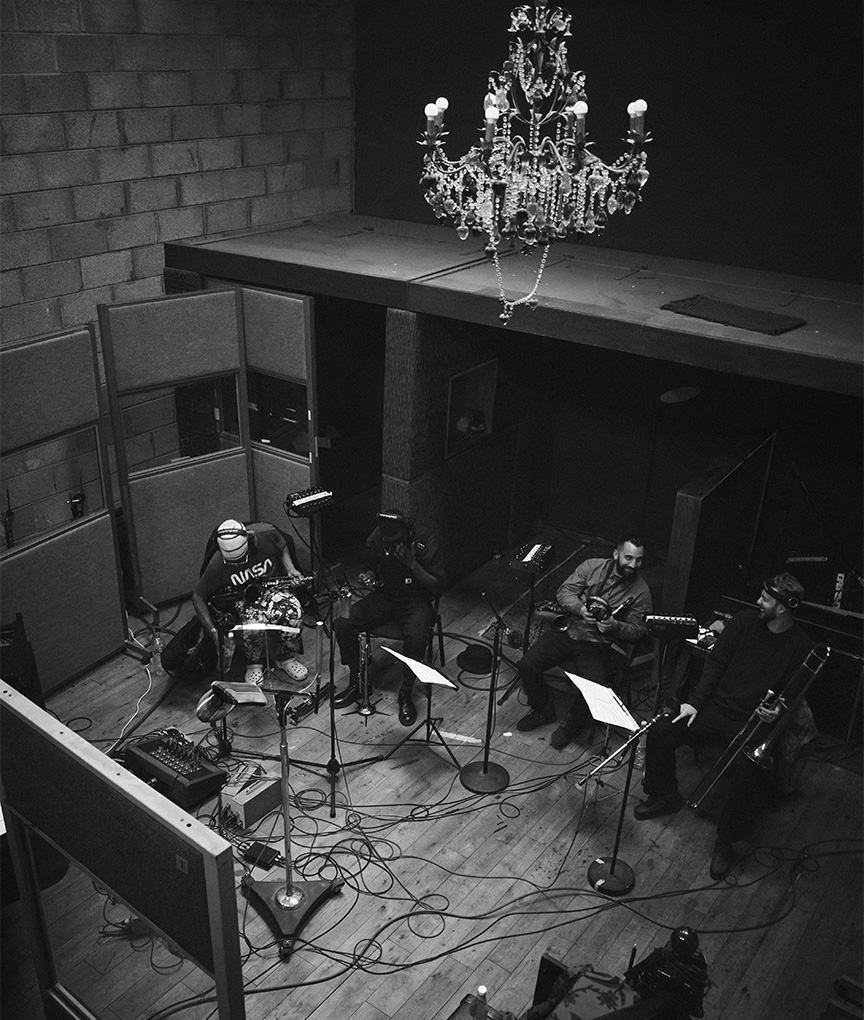Mark Kavuma recording in studio