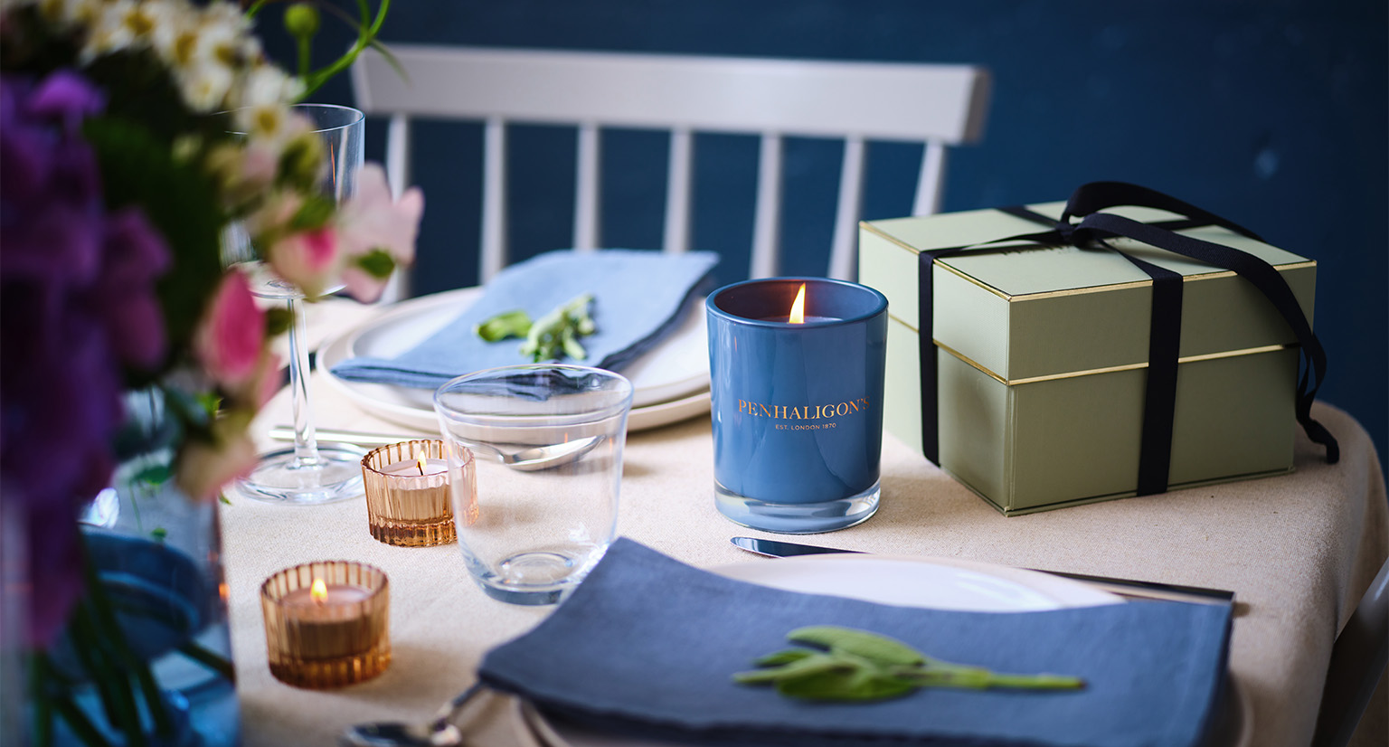 candle on dinner table