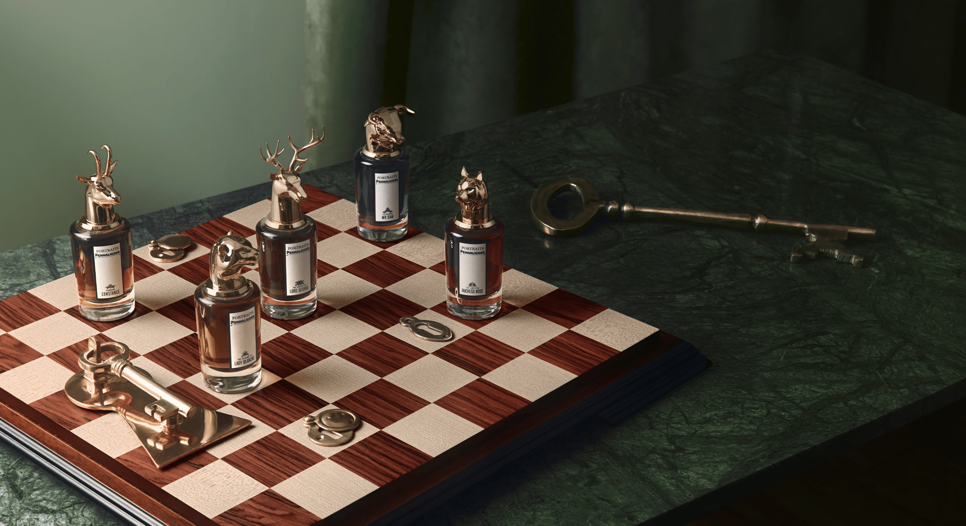 Portraits collection on chess board