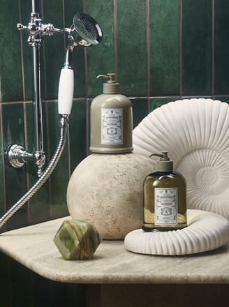 Luna body wash and lotion in bathroom