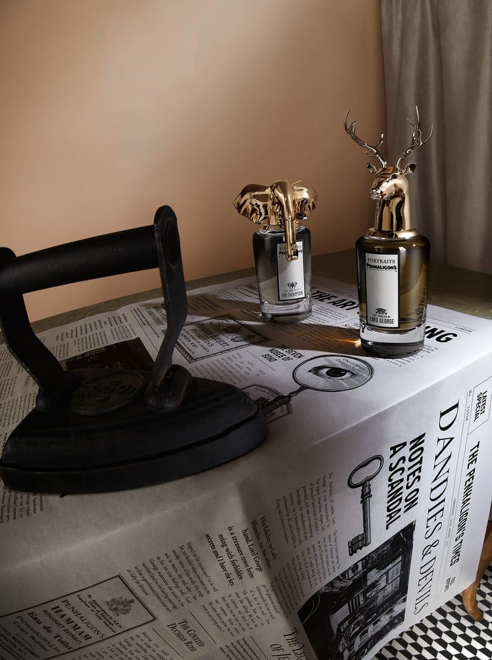 Mr Thompson and Lord George on a dining table