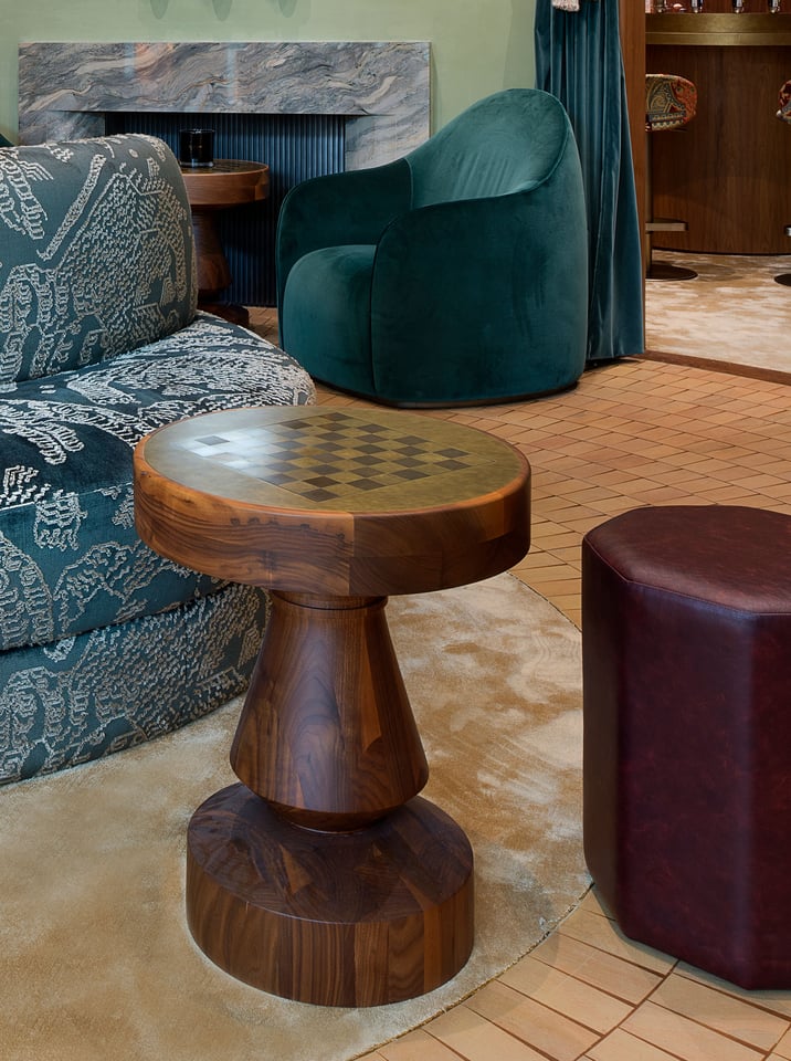 A custom-made chess board by Carl Fox and Sofia Karakatsanis