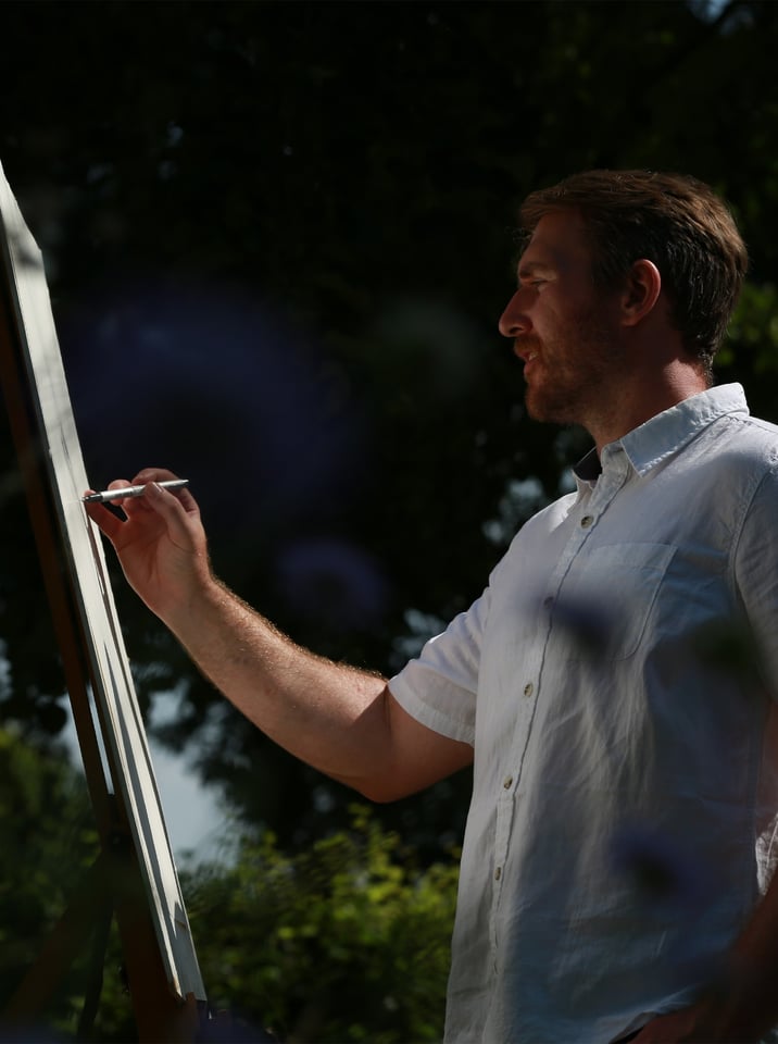 Luke Adam Hawker painting on canvas