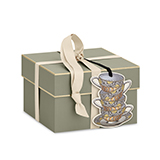 With A Cream Ribbon And A Tea Cup Tag