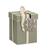 With A Cream Ribbon And A Tea Cup Tag
