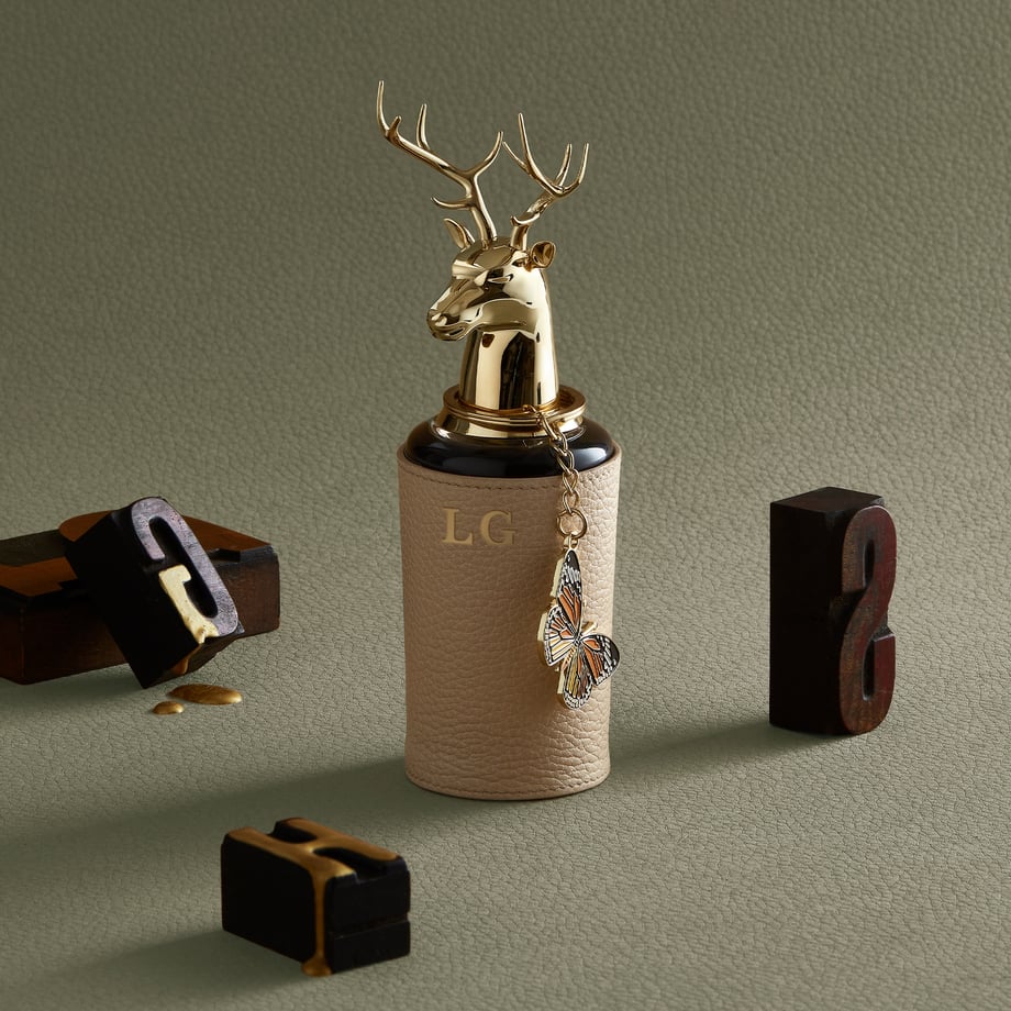 Lord George fragrance with LG personalised leather sleeve and butterfly charm